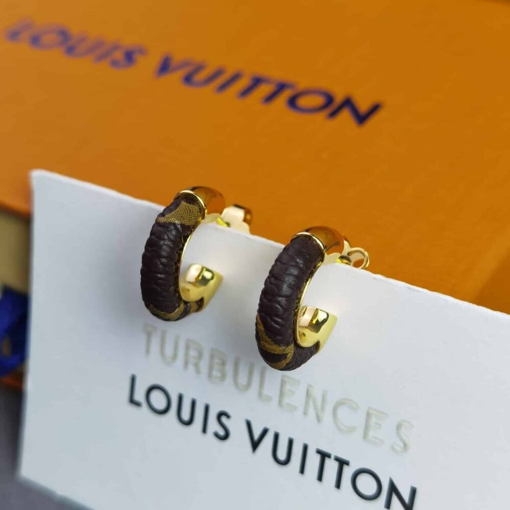 Louis Vuitton Wild Mini Hoop Earrings Gold Brown M00474