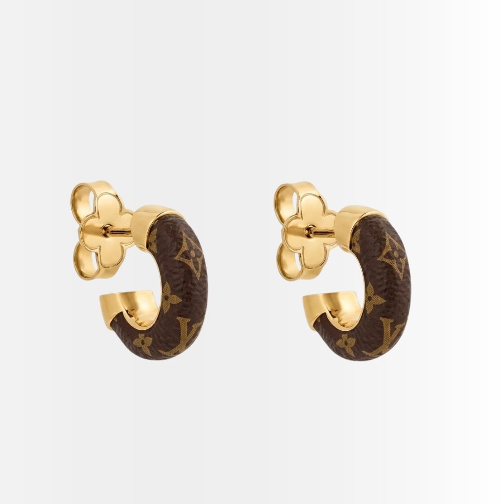Louis Vuitton Wild Mini Hoop Earrings Gold Brown M00474