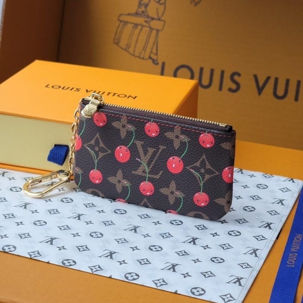 Louis Vuitton X Murakami Key Pouch Monogram Cerises Brown 11Cm