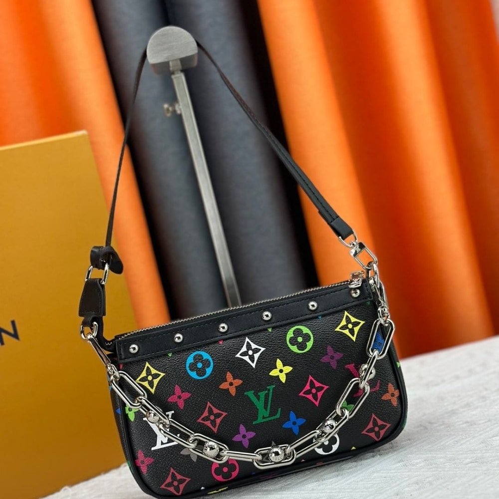Louis Vuitton X Murakami Pochette Accessoires Multicolore Noir 22Cm M13663