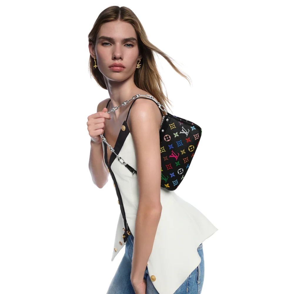Louis Vuitton X Murakami Pochette Accessoires Multicolore Noir 22Cm M13663