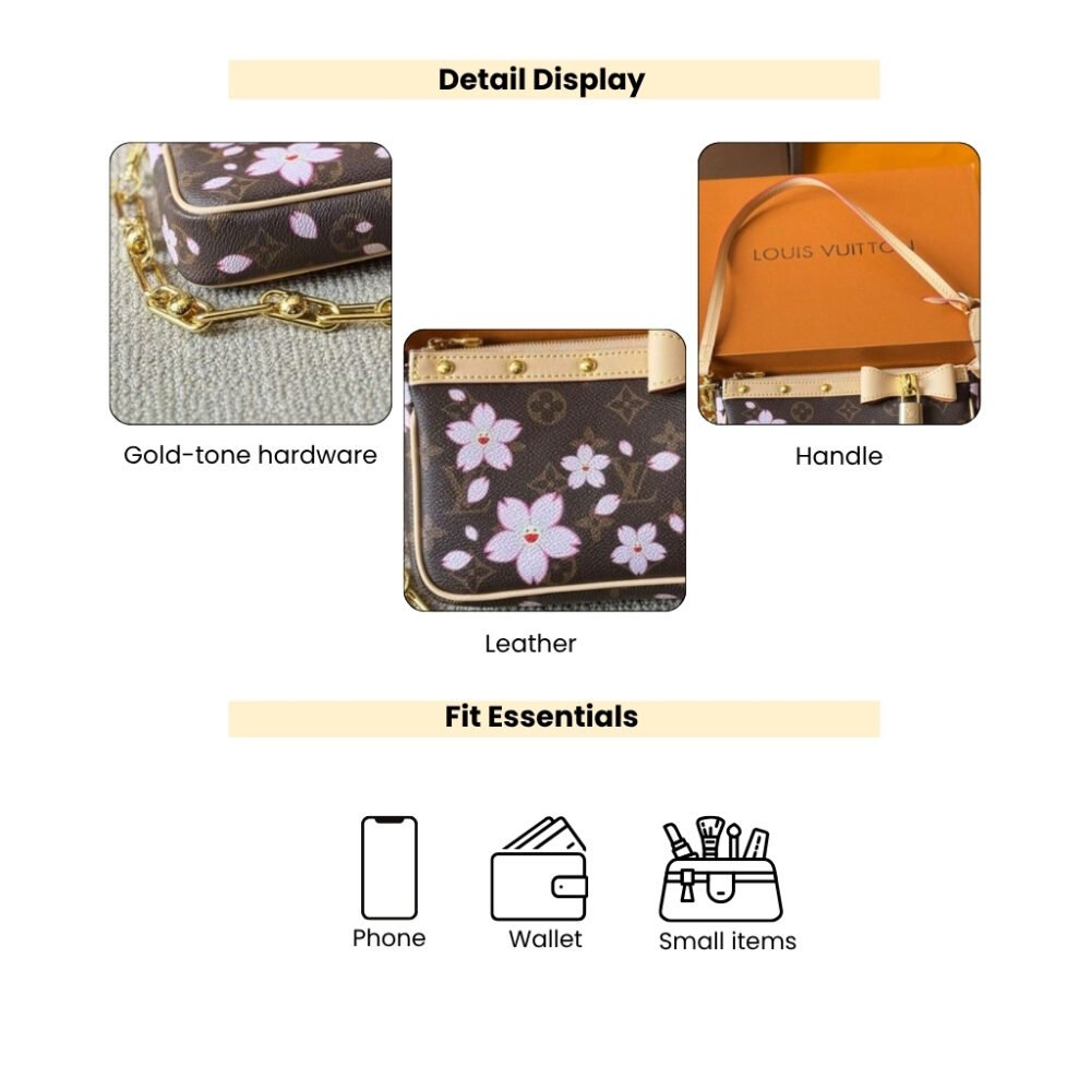 Louis Vuitton X Murakami Pochette Accessoires Sakura Brown 22Cm M13666