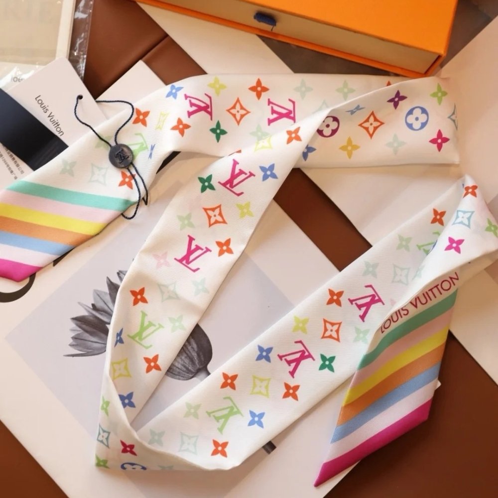 Louis Vuitton X Murakami Silk Scarf BB Monogram Multicolor White 120cm M94963