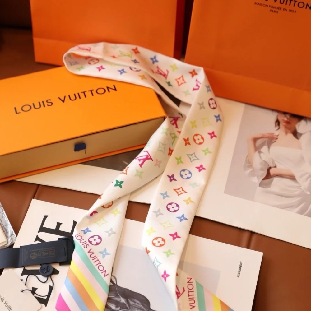 Louis Vuitton X Murakami Silk Scarf BB Monogram Multicolor White 120cm M94963