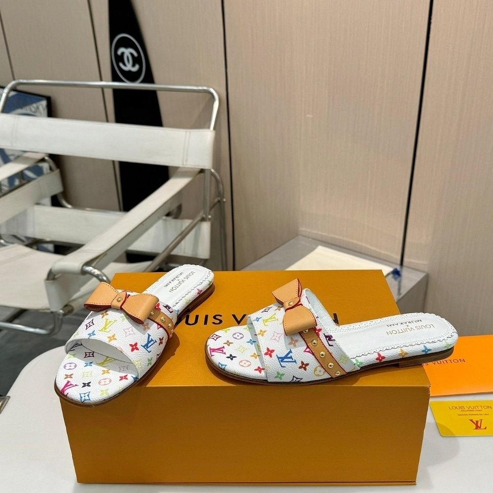 Louis Vuitton X Takashi Murakami 6AM Flat Mule White 1AGZUK