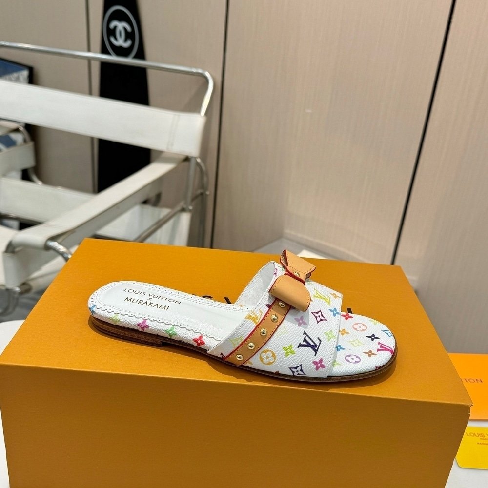 Louis Vuitton X Takashi Murakami 6AM Flat Mule White 1AGZUK