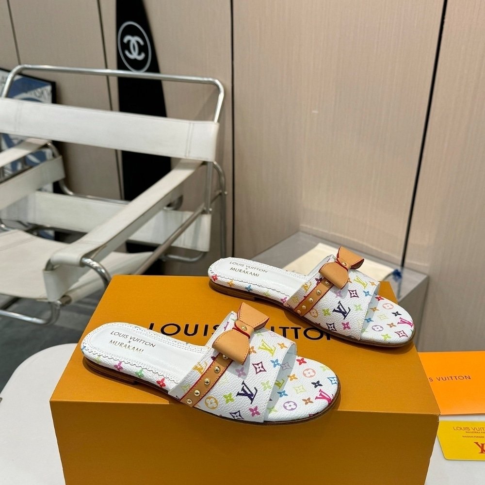 Louis Vuitton X Takashi Murakami 6AM Flat Mule White 1AGZUK