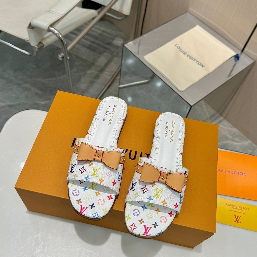 Louis Vuitton X Takashi Murakami 6AM Flat Mule White 1AGZUK