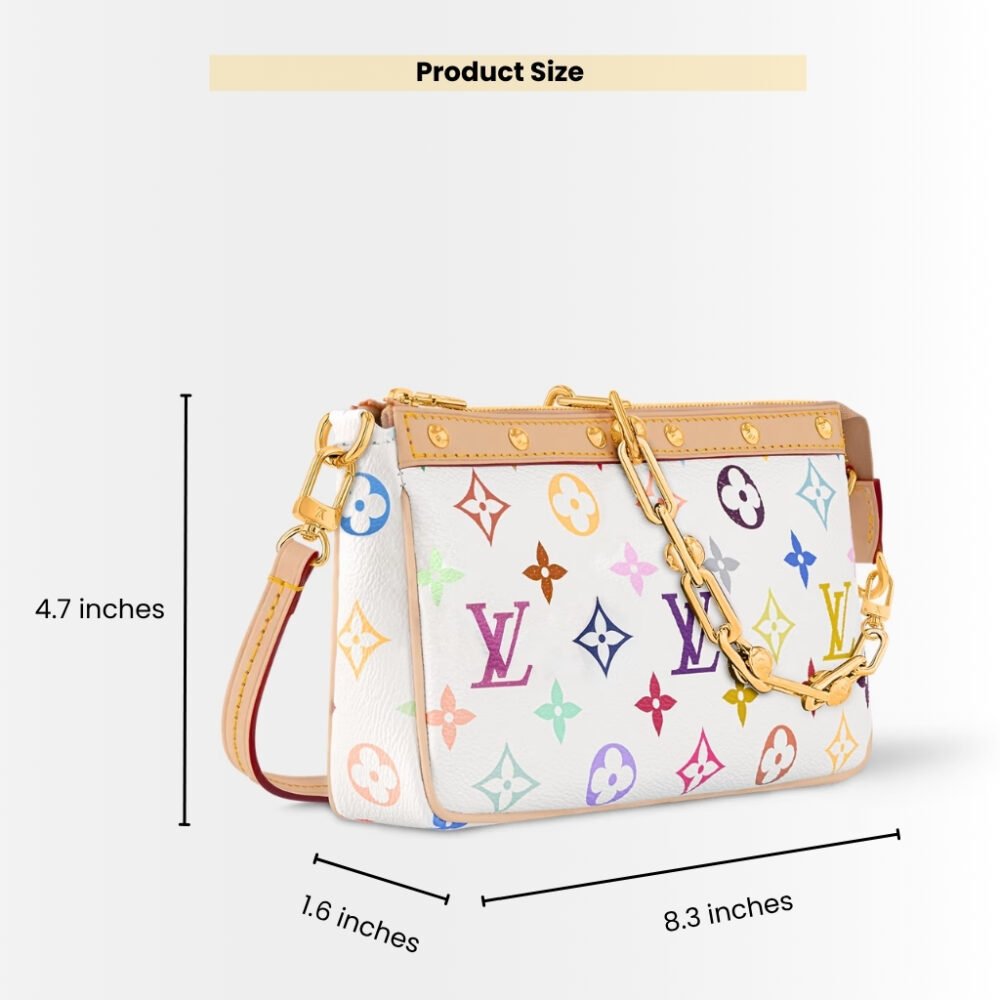 Louis Vuitton X Takashi Murakami Pochette Accessories Multicolore Blanc 21cm M13404