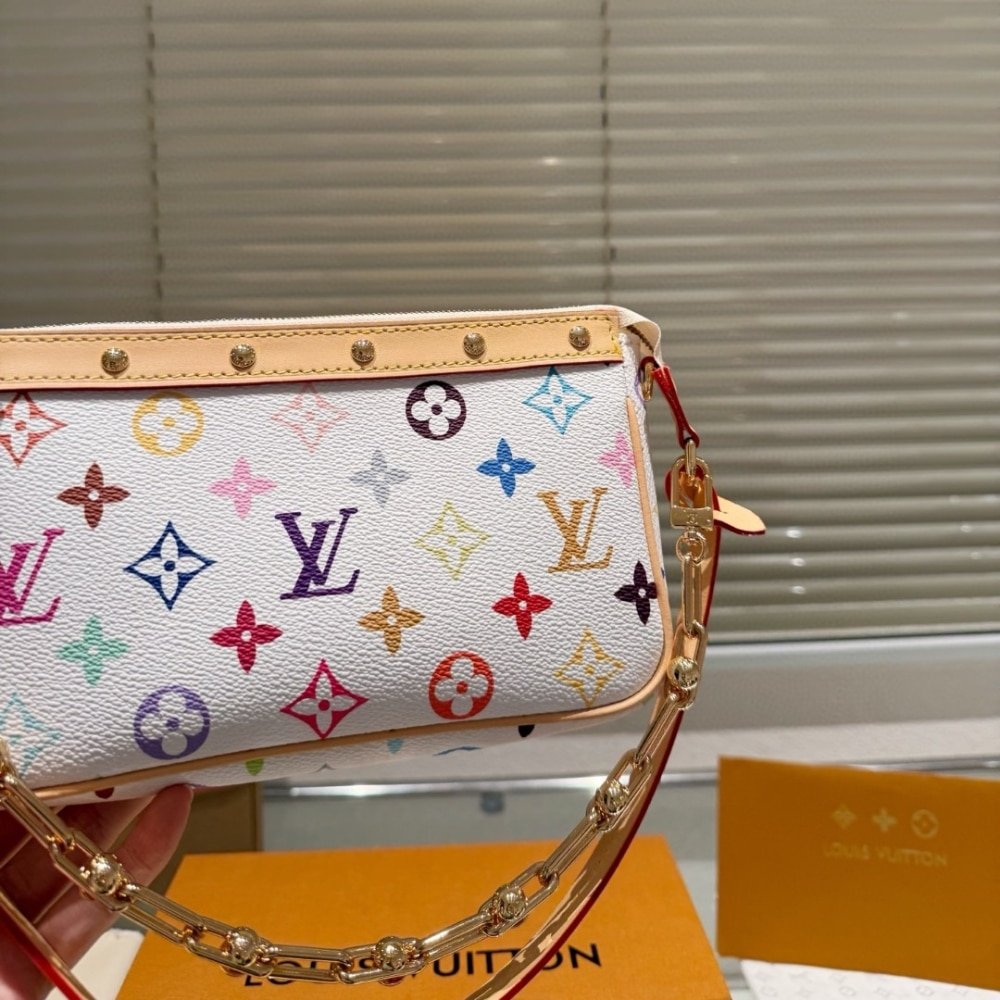 Louis Vuitton X Takashi Murakami Pochette Accessories Multicolore Blanc 21cm M13404
