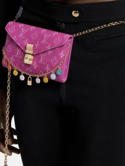 Louis Vuitton x Takashi Murakami Pouch Metis Pink Denim 20Cm