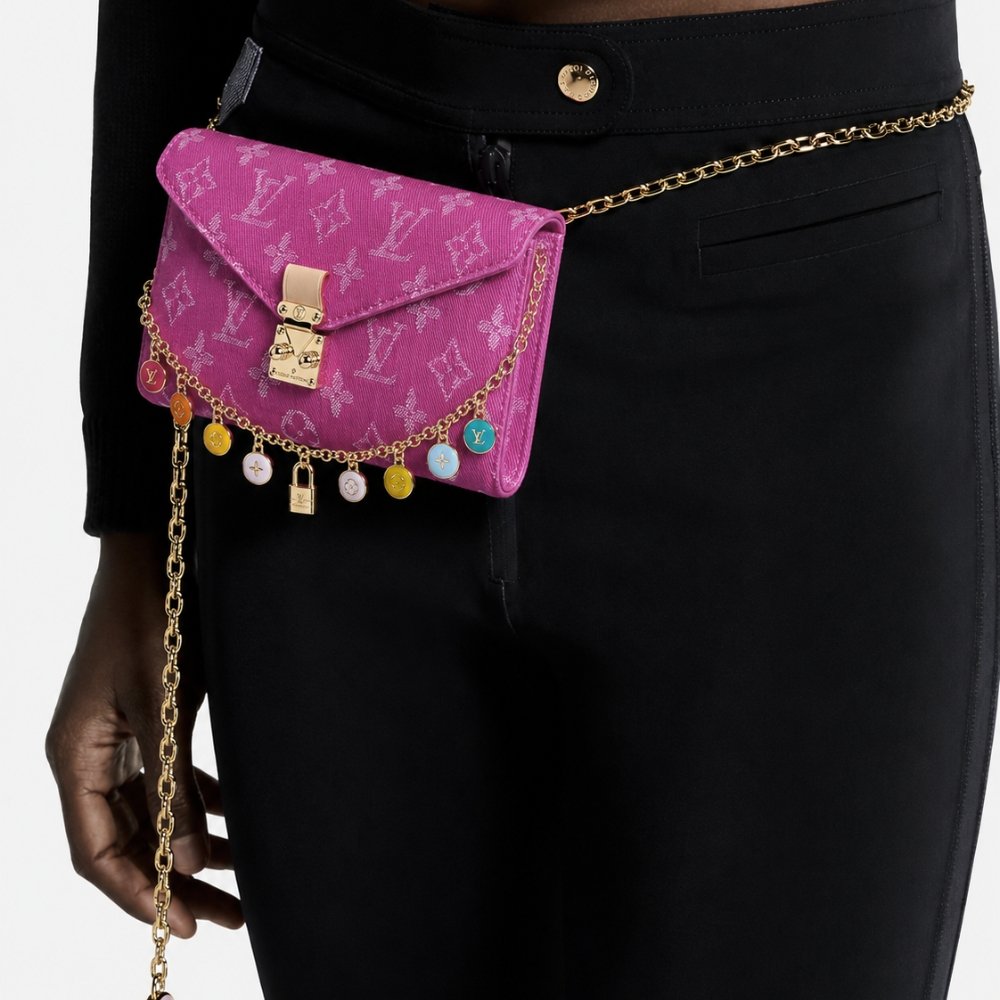 Louis Vuitton x Takashi Murakami Pouch Metis Pink Denim 20Cm