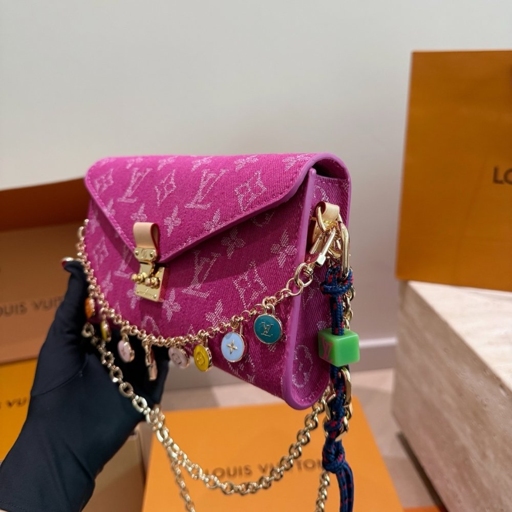 Louis Vuitton x Takashi Murakami Pouch Metis Pink Denim 20Cm
