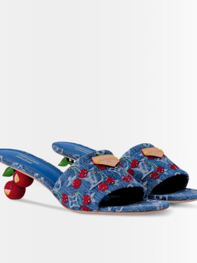 Louis Vuitton X Takashi Murakami Tamanco Lily Blue Denim 1AHLTF