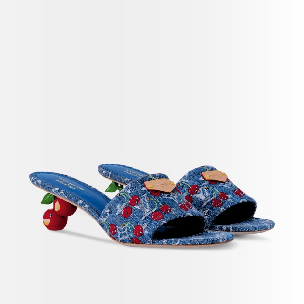 Louis Vuitton X Takashi Murakami Tamanco Lily Blue Denim 1AHLTF
