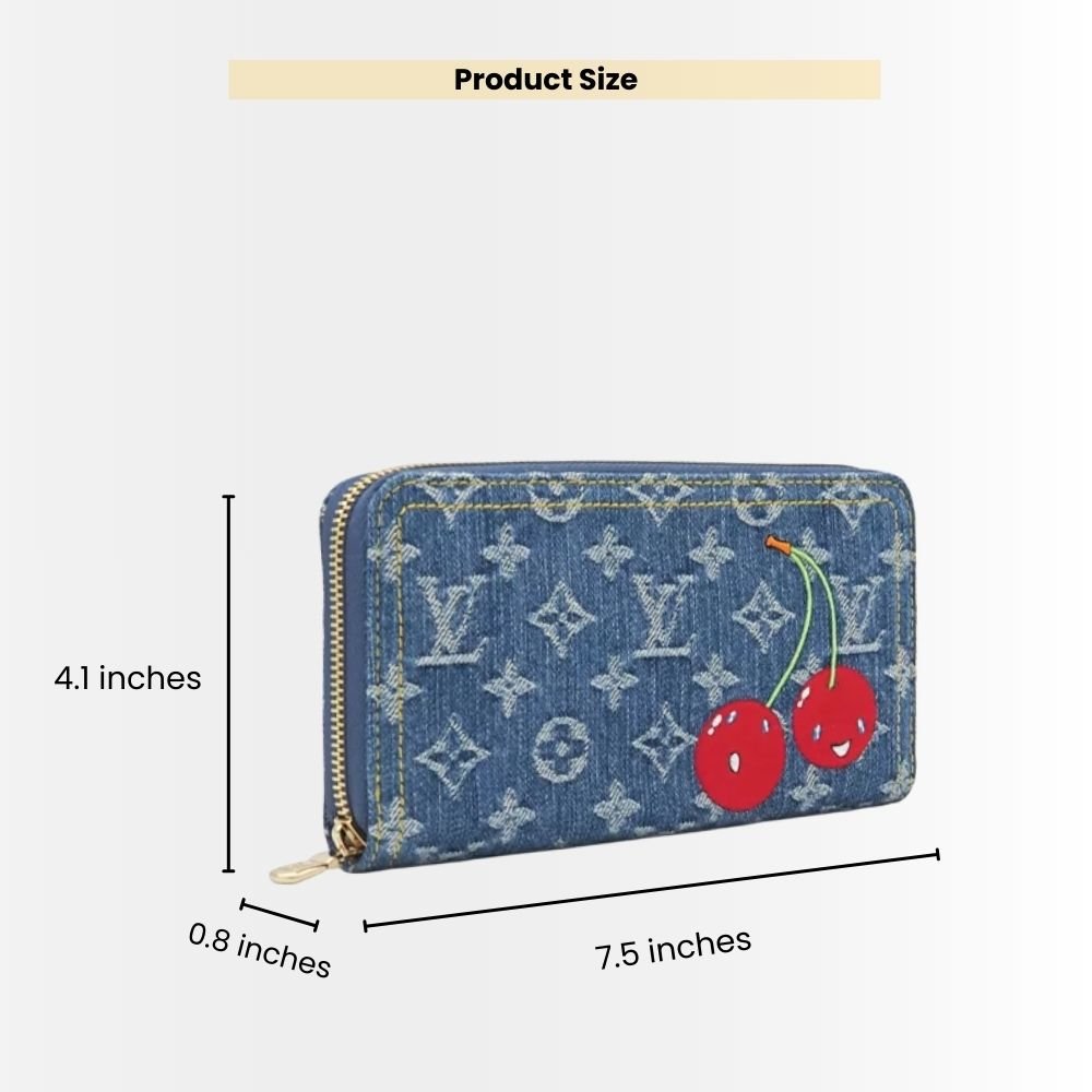 Louis Vuitton x TM Zippy Wallet Monogram Cherry Denim Blue 19Cm M23161