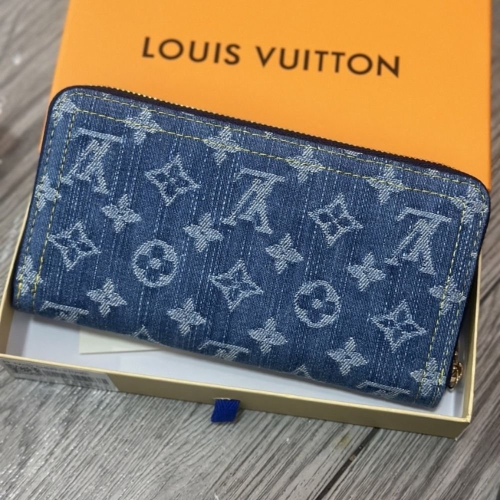 Louis Vuitton x TM Zippy Wallet Monogram Cherry Denim Blue 19Cm M23161