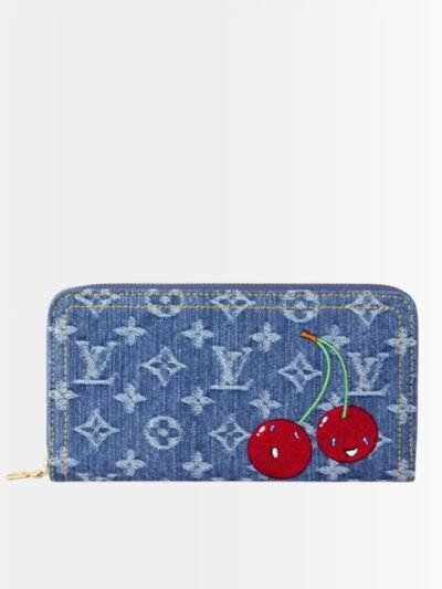 Louis Vuitton x TM Zippy Wallet Monogram Cherry Denim Blue 19Cm M23161