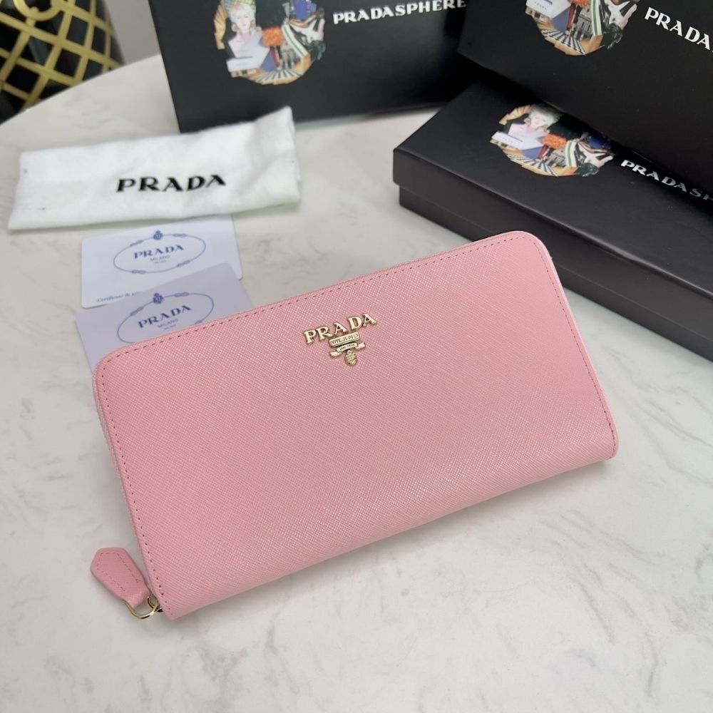 Prada Large Saffiano Leather Wallet Alabaster Pink 19Cm 1Ml506 QWA F0E18