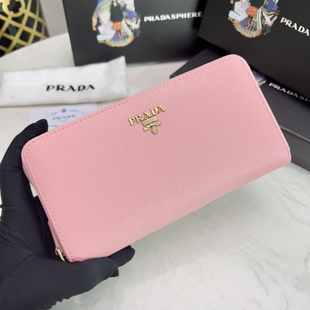 Prada Large Saffiano Leather Wallet Alabaster Pink 19Cm 1Ml506 QWA F0E18