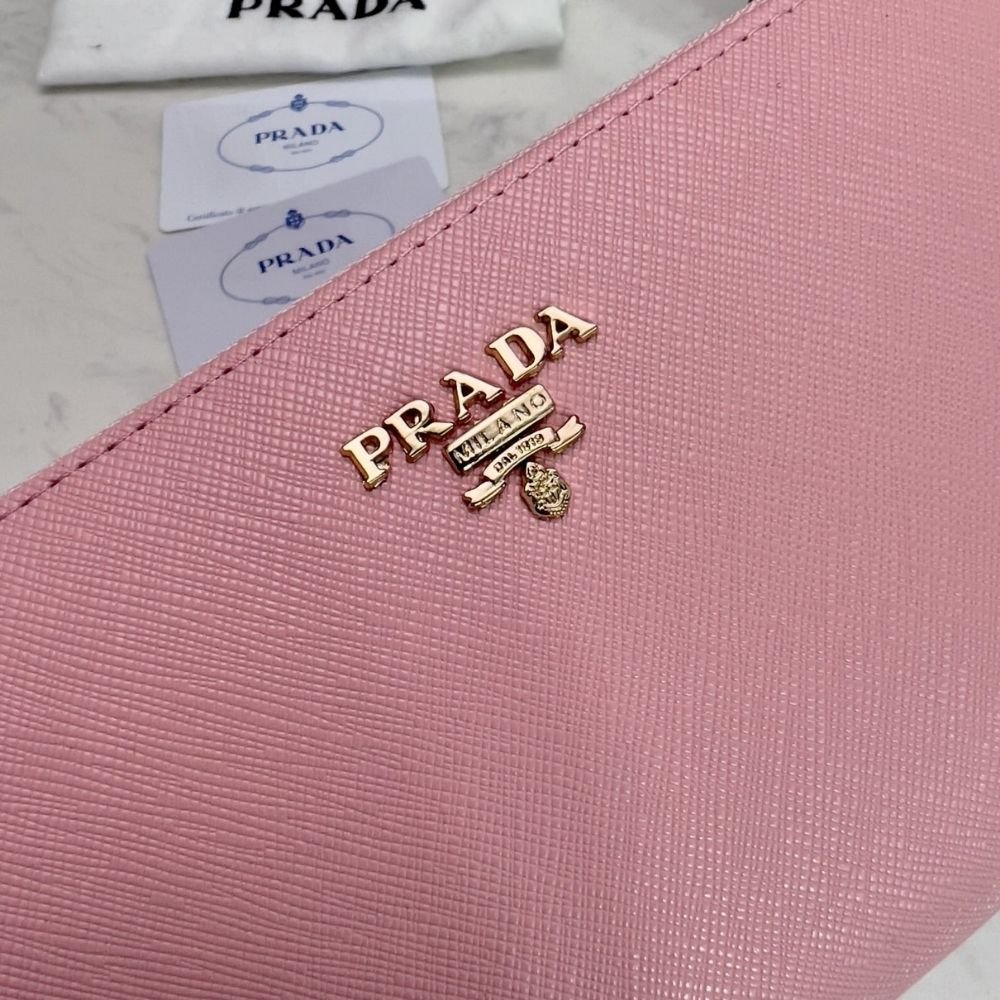 Prada Large Saffiano Leather Wallet Alabaster Pink 19Cm 1Ml506 QWA F0E18
