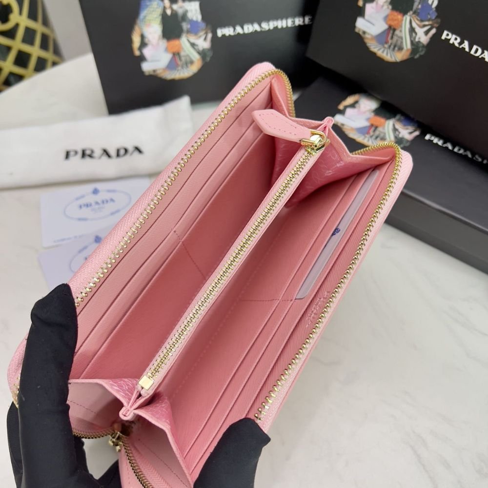 Prada Large Saffiano Leather Wallet Alabaster Pink 19Cm 1Ml506 QWA F0E18