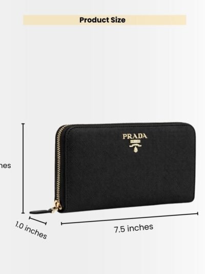 Prada Large Saffiano Leather Wallet Black 19Cm 1Ml506 QWA F0002