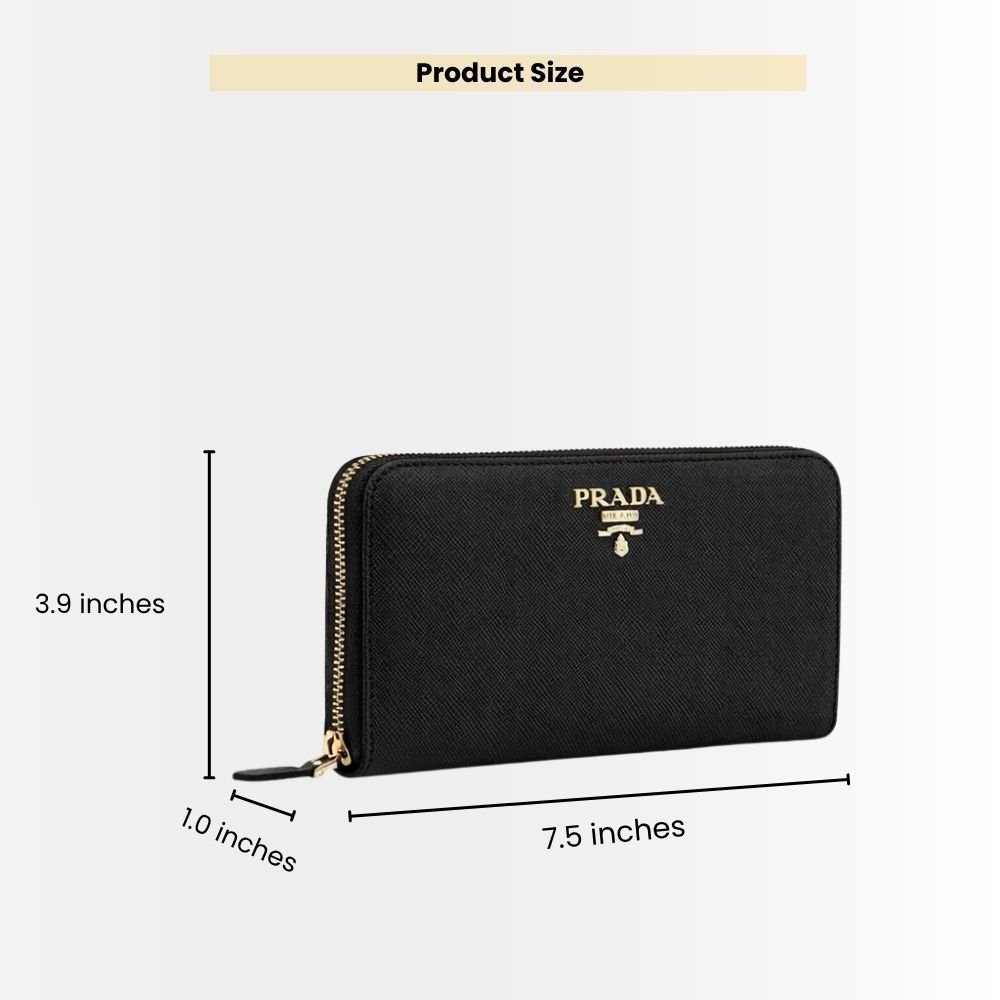 Prada Large Saffiano Leather Wallet Black 19Cm 1Ml506 QWA F0002