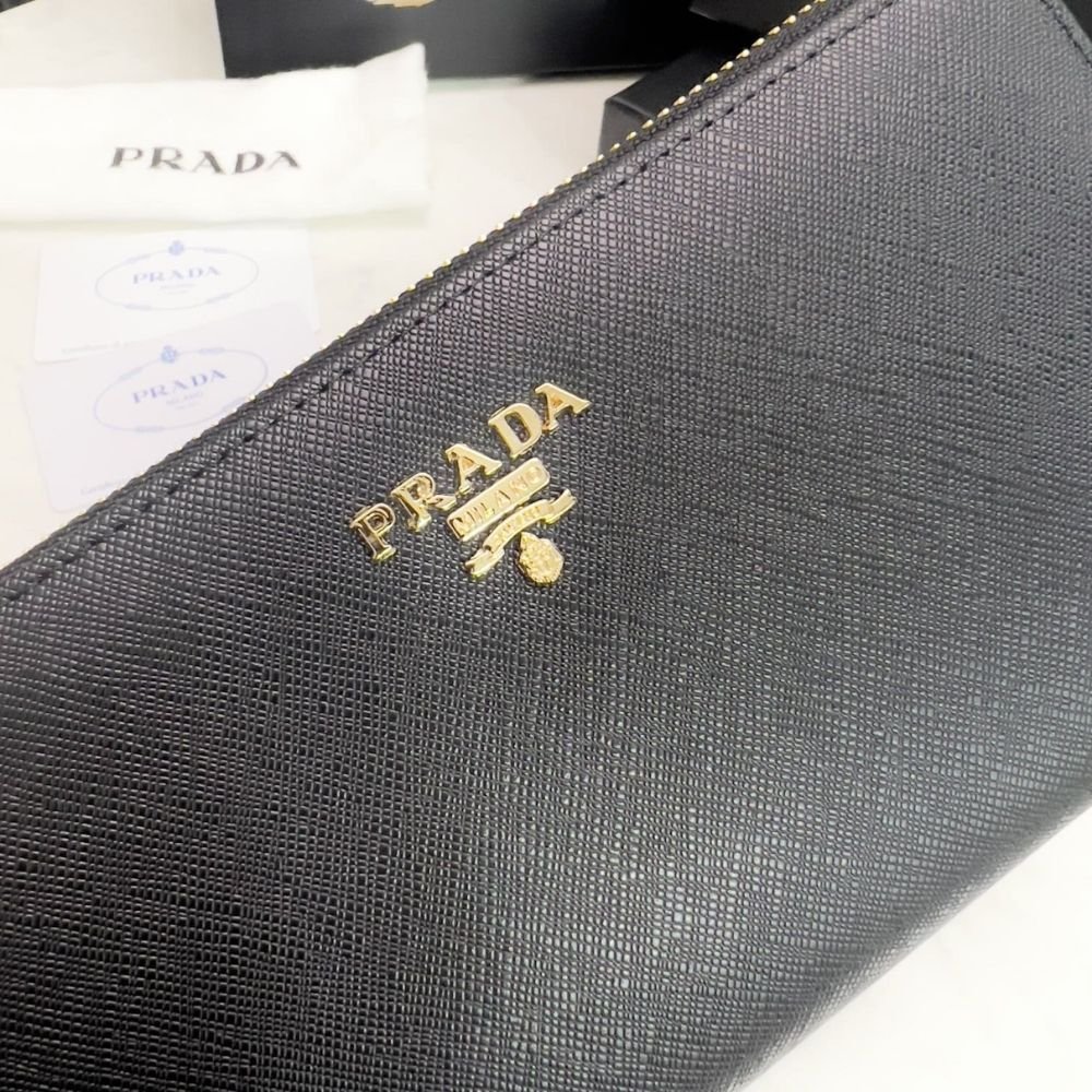 Prada Large Saffiano Leather Wallet Black 19Cm 1Ml506 QWA F0002