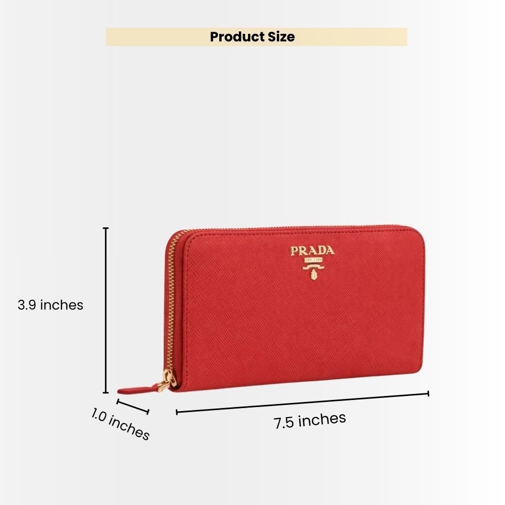 Prada Large Saffiano Leather Wallet Fiery Red 19Cm 1Ml506 QWA F068Z
