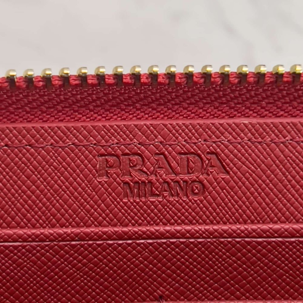 Prada Large Saffiano Leather Wallet Fiery Red 19Cm 1Ml506 QWA F068Z