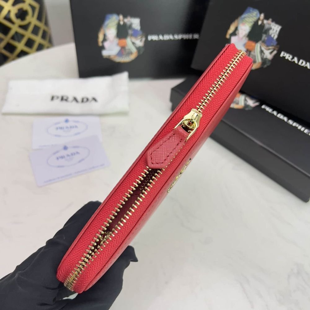 Prada Large Saffiano Leather Wallet Fiery Red 19Cm 1Ml506 QWA F068Z