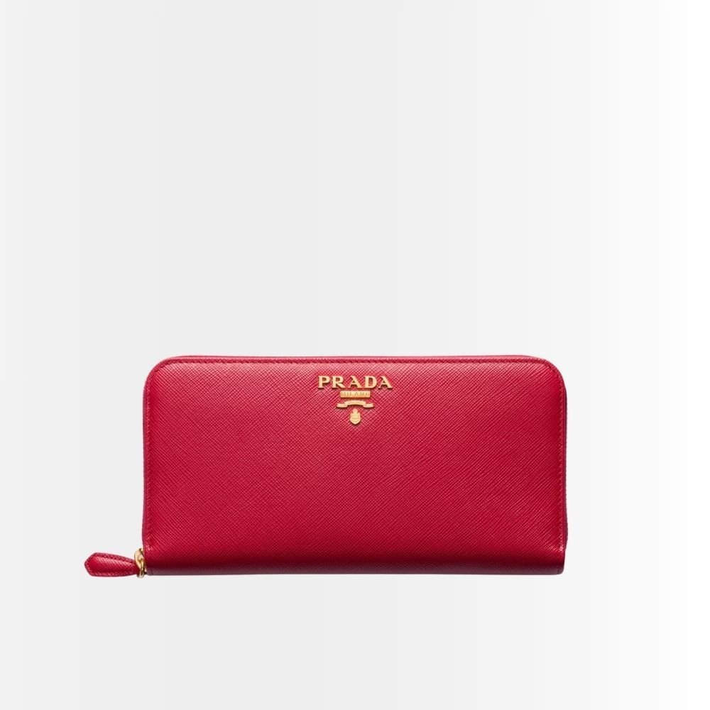 Prada Large Saffiano Leather Wallet Fiery Red 19Cm 1Ml506 QWA F068Z