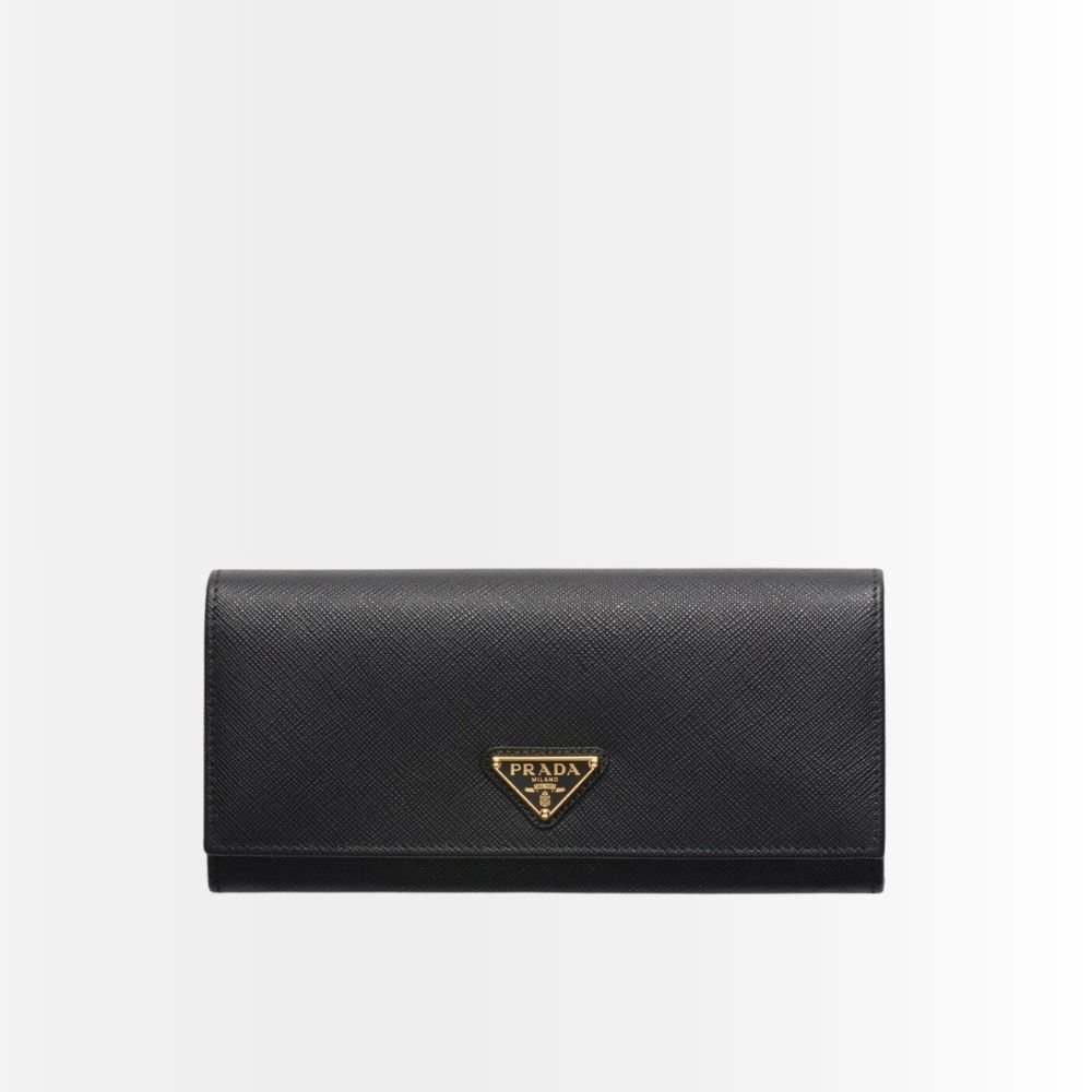 Prada Large Saffiano Triangle Wallet Black 19cm 1MH132QHHF0002