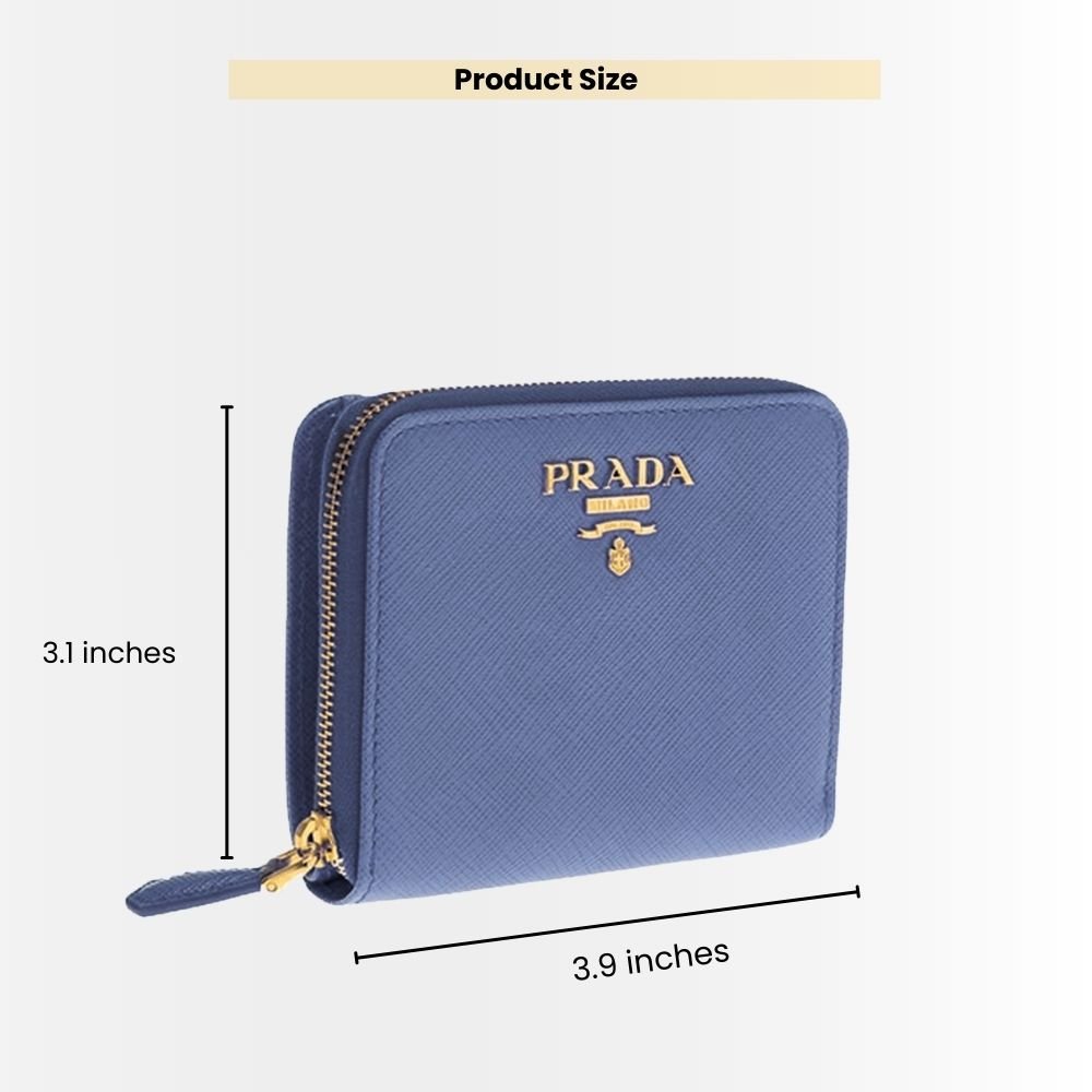 Prada Saffiano Leather Coin Purse Bluette Wallet 10Cm 1MM268 QWA F0016