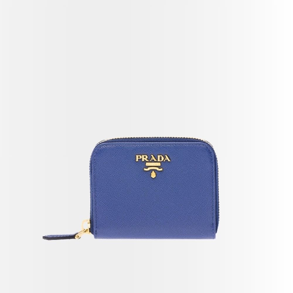 Prada Saffiano Leather Coin Purse Bluette Wallet 10Cm 1MM268 QWA F0016