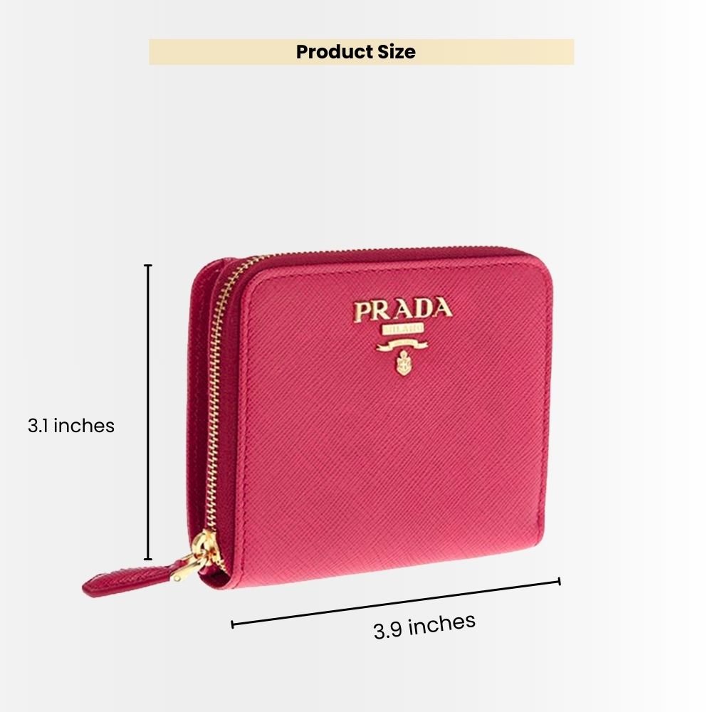 Prada Saffiano Leather Coin Purse Peony Pink Wallet 10Cm 1MM268 QWA F0505