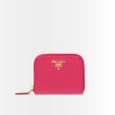 Prada Saffiano Leather Coin Purse Peony Pink Wallet 10Cm 1MM268 QWA F0505