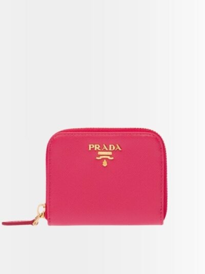 Prada Saffiano Leather Coin Purse Peony Pink Wallet 10Cm 1MM268 QWA F0505