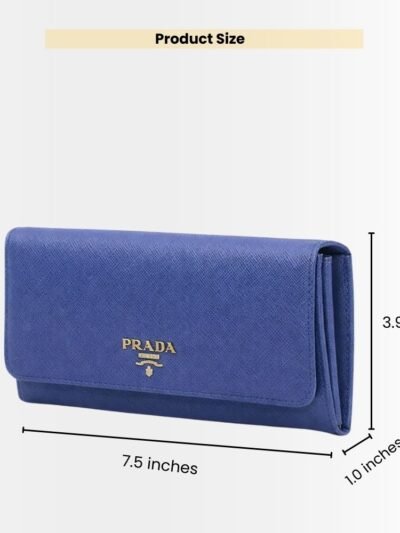 Prada Saffiano Leather Flap Long Wallet Navy Blue And Gold 19Cm 1MH132 ZlP F0RAU