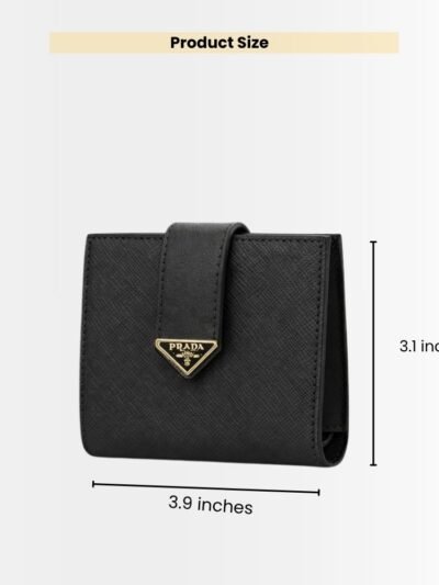 Prada Saffiano Leather Vertical Short Wallet Flap Triangle Logo Black 10Cm 1ML018 2DYG F0002