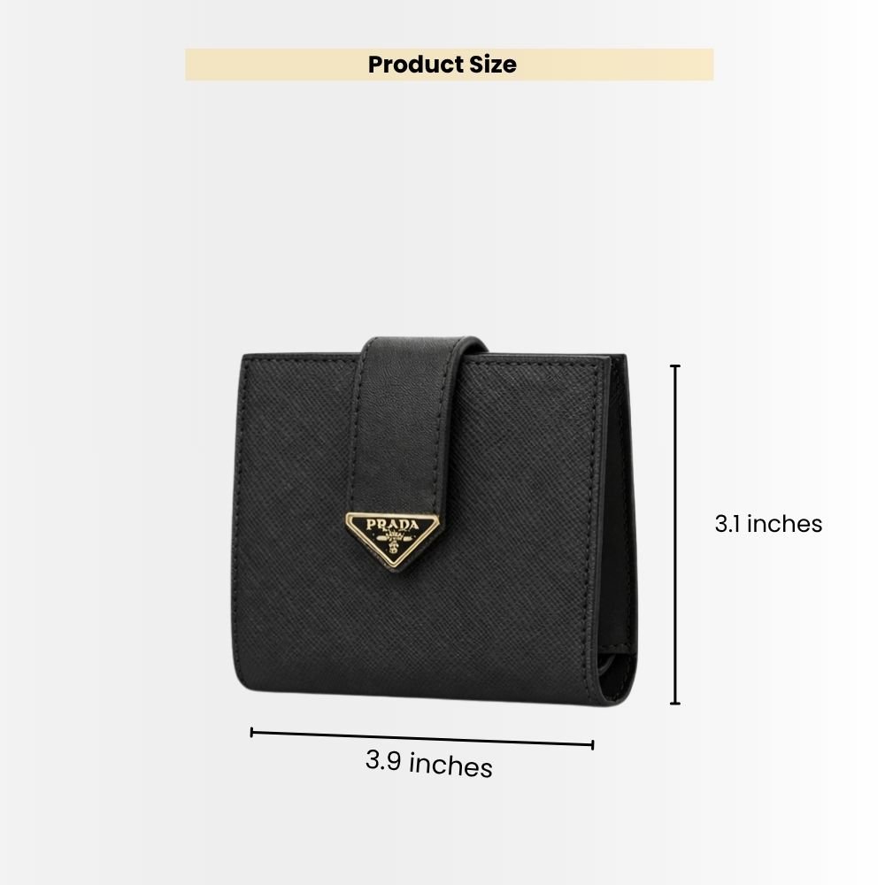 Prada Saffiano Leather Vertical Short Wallet Flap Triangle Logo Black 10Cm 1ML018 2DYG F0002