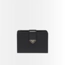 Prada Saffiano Leather Vertical Short Wallet Flap Triangle Logo Black 10Cm 1ML018 2DYG F0002