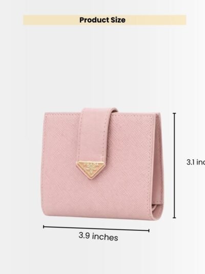 Prada Saffiano Leather Vertical Short Wallet Flap Triangle Logo Pink 10Cm 1MV204 2DYG F0924