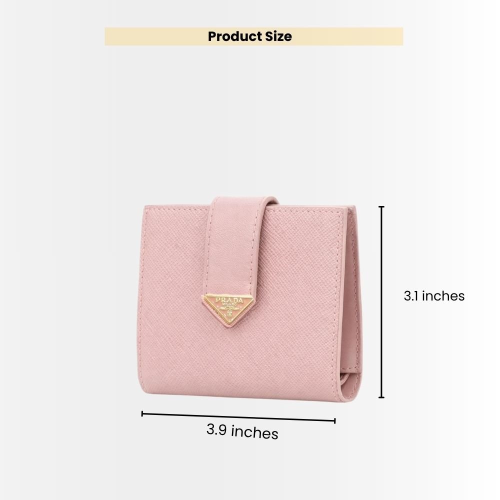 Prada Saffiano Leather Vertical Short Wallet Flap Triangle Logo Pink 10Cm 1MV204 2DYG F0924