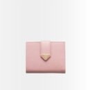 Prada Saffiano Leather Vertical Short Wallet Flap Triangle Logo Pink 10Cm 1MV204 2DYG F0924