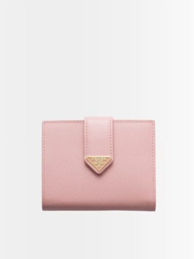 Prada Saffiano Leather Vertical Short Wallet Flap Triangle Logo Pink 10Cm 1MV204 2DYG F0924