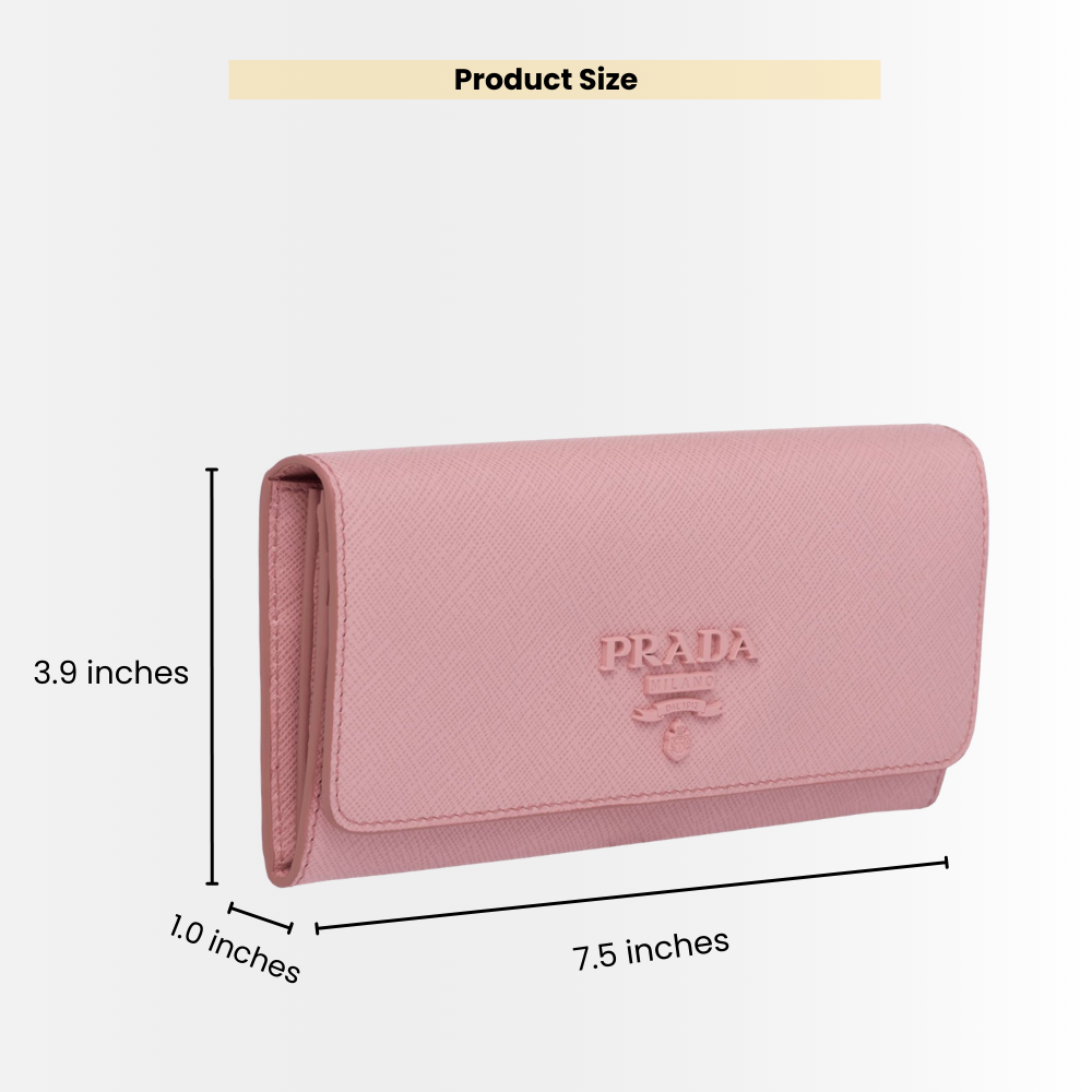 Prada Saffiano Monochrome Flap Long Wallet Full Light Pink 19Cm 1Mh132 ZlP F061H