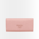 Prada Saffiano Monochrome Flap Long Wallet Full Light Pink 19Cm 1Mh132 ZlP F061H