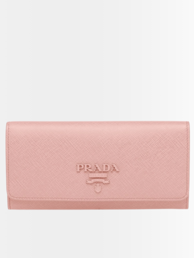Prada Saffiano Monochrome Flap Long Wallet Full Light Pink 19Cm 1Mh132 ZlP F061H
